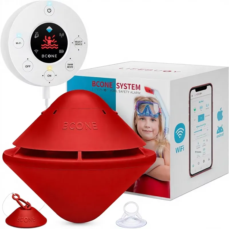 Pool Alarm Float - プール用アラーム付き救命浮環 F2208 認証済み | 浮力式安全装置アプリ、Alexa音声コントロール対応 |