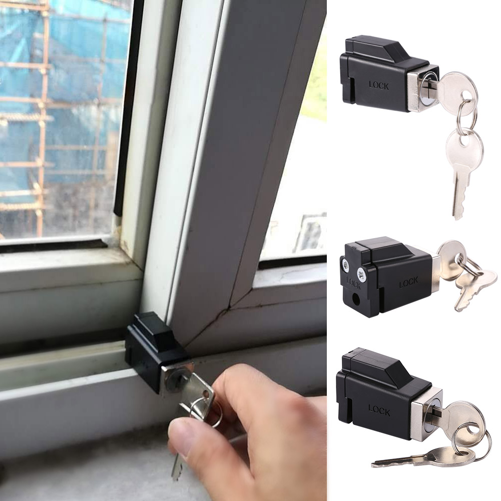 Window Lock Bar - アルミニウム合金ウィンドウロック キー2個付き ウィンドウリストリクターロック 耐久性のあるポータブル 実用的 絶妙な便利な病院銀行用