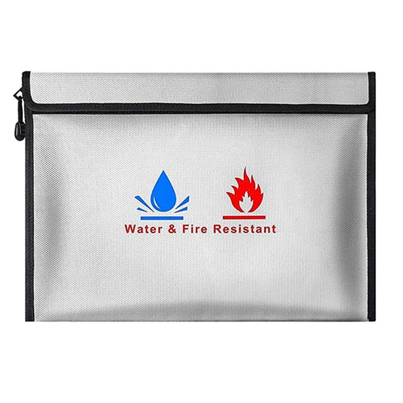 Fire Safe Document - N35R-耐火・防水ドキュメントバッグ、証明書、現金、カード用のジッパー付きファイル収納バッグ、耐火保管庫A4