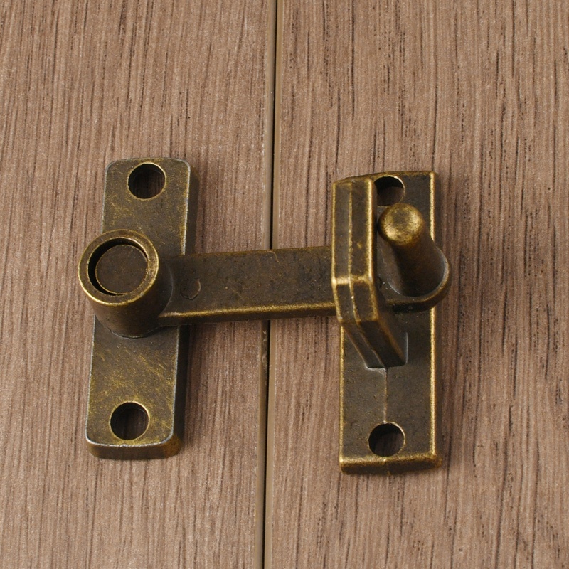 Security Chain Door - 1 セットブロンズスライディングウィンドウドアロックハンドルネジ付き金属ドアラッチガードラッチボルトホーム安全チェーンドアホームハードウェア
