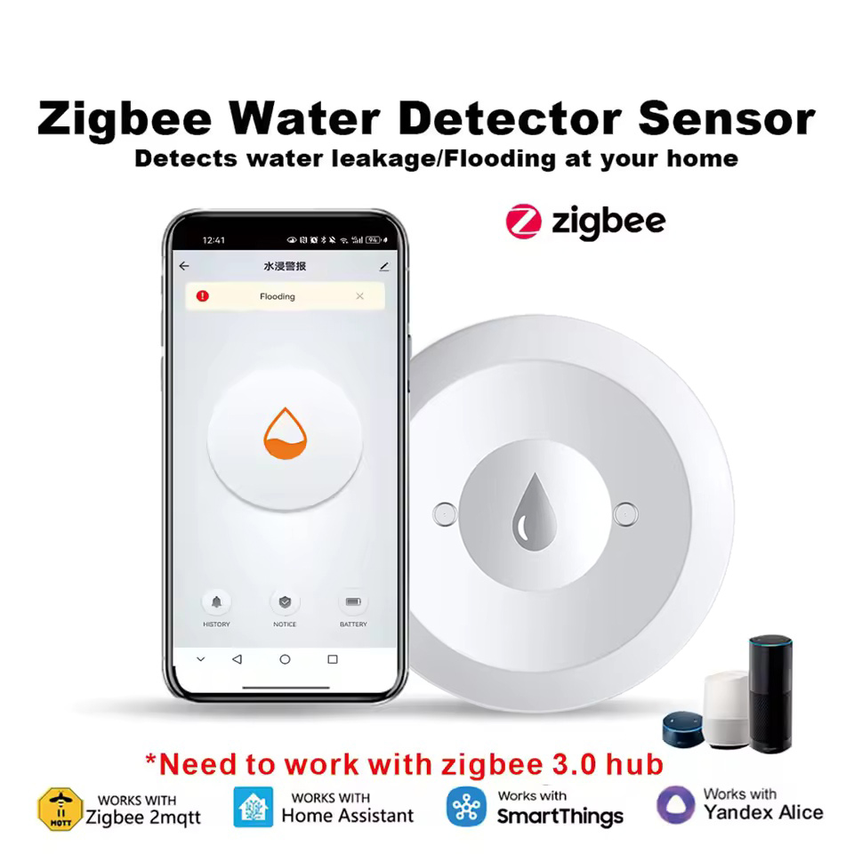 Water Alarm Sensor - Tuya ZigBee 3.0対応の水漏れセンサー、スマート漏水検知器、洪水漏水検知アラーム、Zigbeeゲートウェイと連携します。