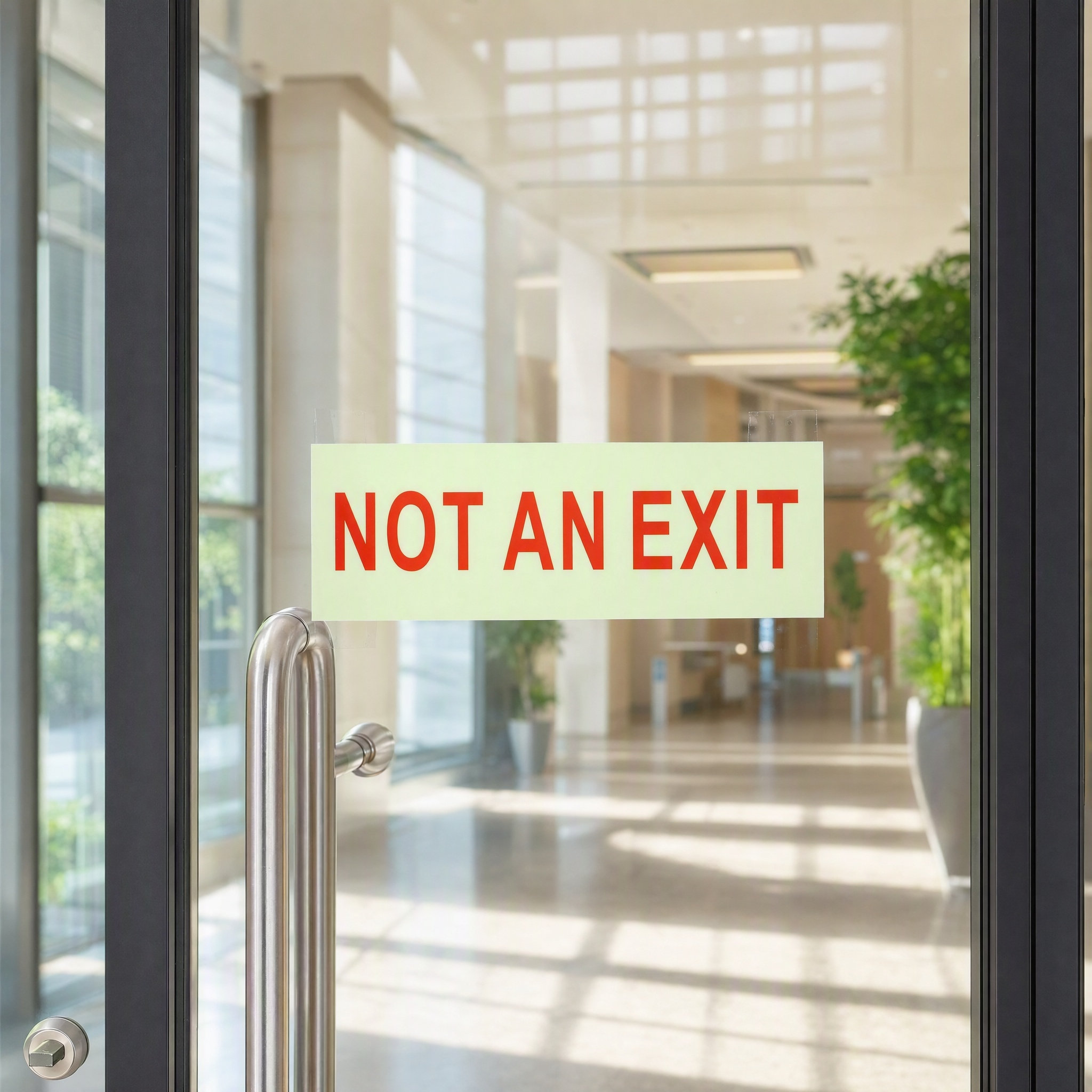 Emergency Exit Sign - 2個入り、夜間発光する「出口ではない」ドアサイン。ショッピングモールや公共スペースの壁に貼る、安全に関する注意喚起用のプラスチック製ステッカー。緊急時に役立ちます。