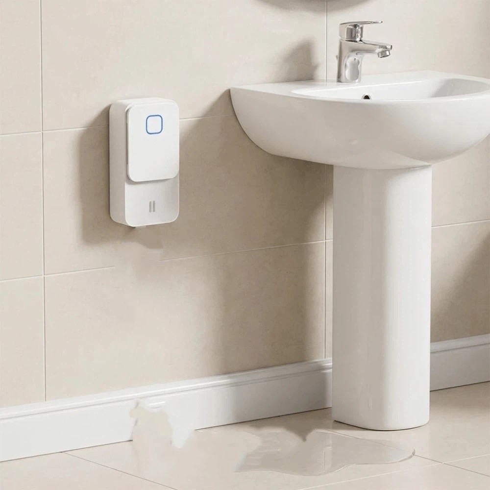 Water Alarm Sensor - Wi-Fi接続対応の浸水センサー。コンパクトな設計で、2つの表面を検知。家庭用セキュリティシステムに最適。設置が簡単。漏水アラーム機能付き。