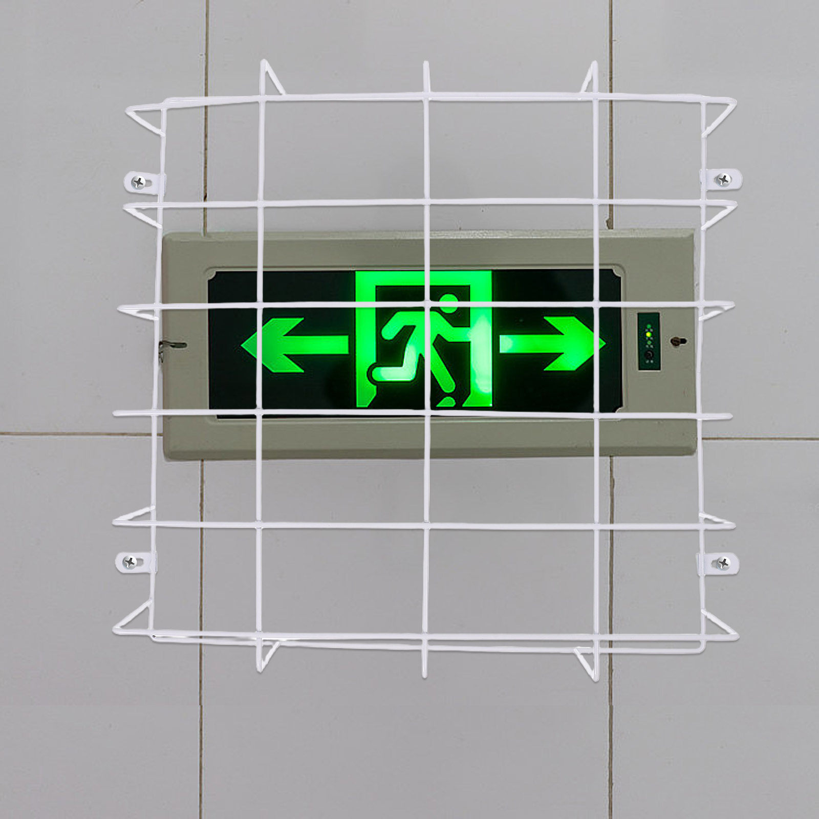 Emergency Exit Sign - 非常灯用保護ケージ、出口表示灯用スチールワイヤーメッシュカバー、壁掛け式安全ガード、頑丈な溶接構造、耐衝撃性
