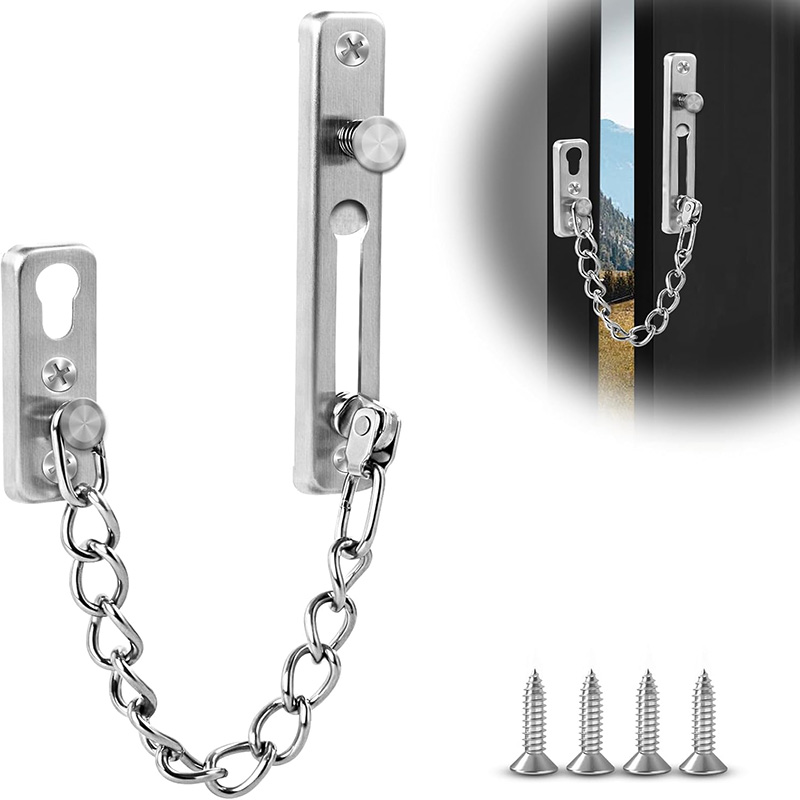 Security Chain Door - ステンレス鋼ドアチェーンロックドアチェーンスプリングセキュリティロック付きホームホテルドアガードラッチロックセキュリティチェーンガード