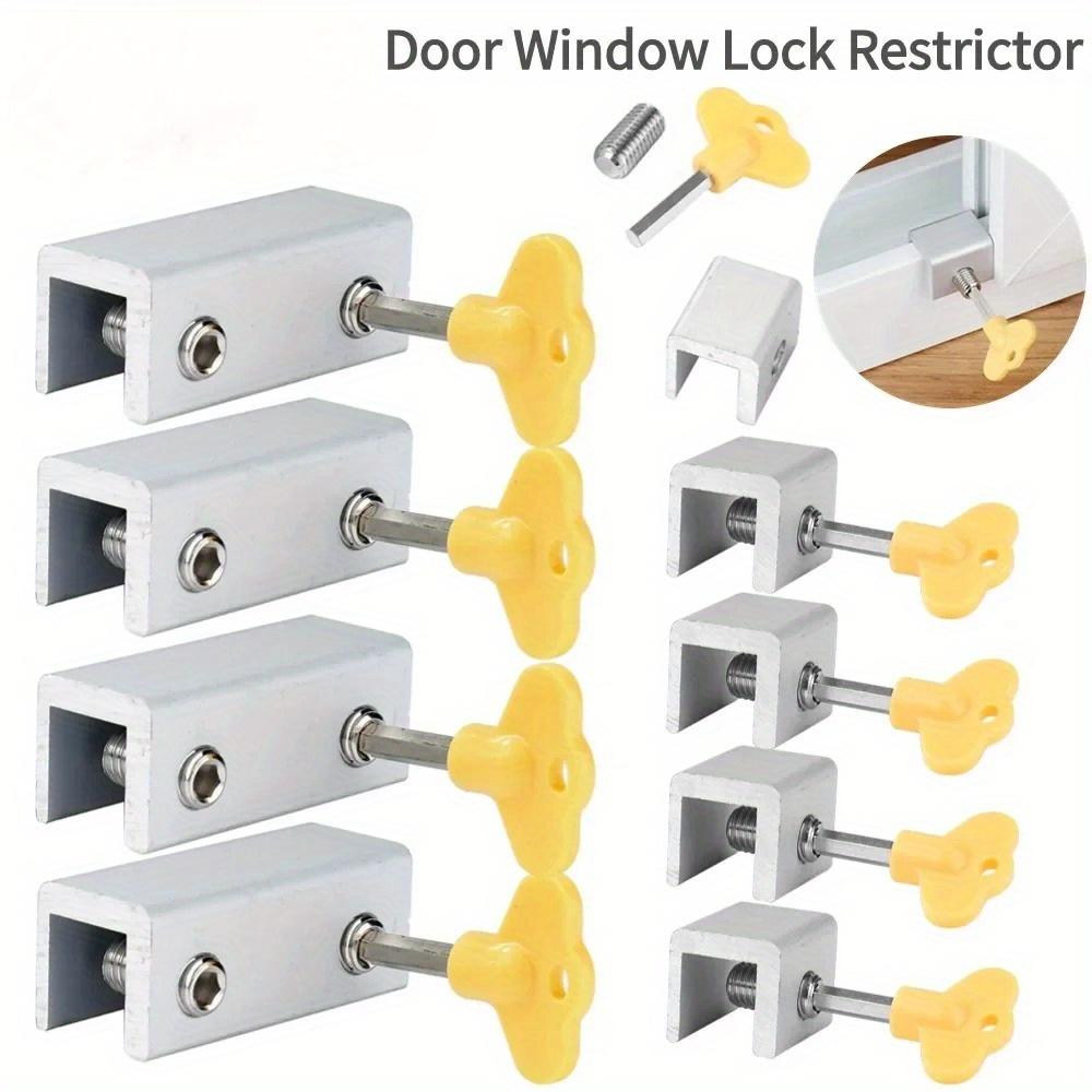 Window Lock Bar - 2-4 個調節可能な窓ロックストッパー安全ロックリストリクターベビーキッズノンパンチスライドドア窓制限ロックハードウェア