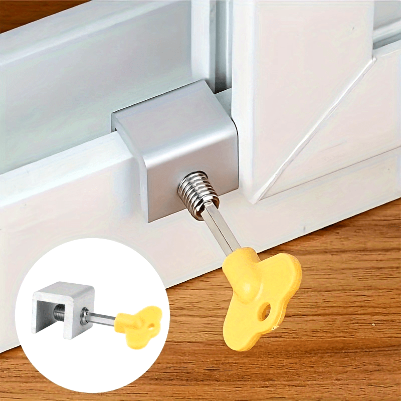 Window Lock Bar - 3セットのドアと窓用リミットクランプ、保護パッド付きスライド式窓ロック、換気制限ツール
