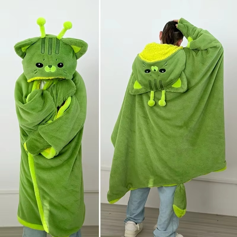 漫画風のかわいい宇宙猫のフード付きブランケットぬいぐるみマン - Fire Blanket Kitchen のレビューと価格
