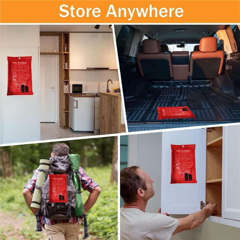B48B-8PCS 緊急用防火ブランケット、キッチン、グリル - Fire Blanket Kitchen のレビューと価格