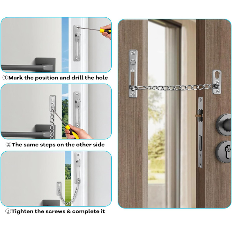 ステンレス鋼ドアチェーンロックドアチェーンスプリングセキュリ - Security Chain Door のレビューと価格